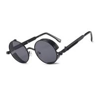 besbomig Vintage Gafas de Sol para Hombre y Mujer Polarizadas Steampunk Estilo Redondas Metálico Alta Protección UV400