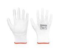 BESCH 12 Pares Guantes de Protección para Trabajo Transpirable Antidesgarros - Guante para Jardinería, Bricolaje, Construcción Resistente (Blanco - 7/S)