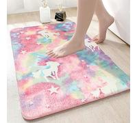 BESCH Alfombra Luminosa para Baño, Habitación 40x60cm Diseño de Pegaso Arcoiris Base Antideslizante - Alfombra Multiuso Brilla en la Oscuridad