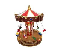 BESCH Carrusel Musical y Luminoso con Movimiento 21x21x27cm - Tiovivo Escena Pueblo de Navidad con Musica - Decoración Navideña