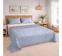 BESCH Colcha Boutis para Primavera y Verano con Diseño Estampado + 1 Funda Cojin 50x70 cm - Cubrecama Ligera Fina Entretiempo Extra Suave y Transpirable (Cama 90, 180x260cm)