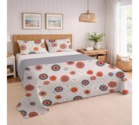 BESCH Colcha Boutis para Primavera y Verano con Diseño Estampado + 2 Funda Cojin 50x70 cm - Cubrecama Ligera Fina Entretiempo Extra Suave y Transpirable (Cama 150, 250x260cm)