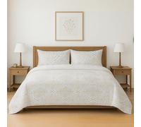 BESCH Colcha Boutis para Primavera y Verano con Diseño Florencia 218x250cm + 2 Funda Cojin 50x90 cm Tamaño King - Cubrecama Ligera Fina Entretiempo Extra Suave y Transpirable