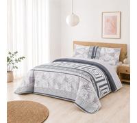 BESCH Colcha Boutis para Primavera y Verano con Diseño Griego + 2 Funda Cojin 50x70 cm - Cubrecama Ligera Fina Entretiempo Extra Suave y Transpirable (Cama 135, 220x260cm)