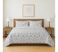 BESCH Colcha Boutis para Primavera y Verano con Diseño Marruecos Gris 218x218cm + 2 Funda Cojin 50x70 cm Tamaño Full Queen - Cubrecama Ligera Fina Entretiempo Extra Suave y Transpirable