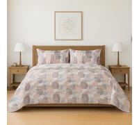 BESCH Colcha Boutis para Primavera y Verano con Diseño Tinta Serena 218x218cm + 2 Funda Cojin 50x70 cm Tamaño Full Queen - Cubrecama Ligera Fina Entretiempo Extra Suave y Transpirable