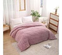 BESCH Edredón Invierno Borreguillo Nórdico 180x240 para Cama 90/105 Sin Funda Almohada - Edredón Borrego Sherpa Extra Suave, Cálido, Gruesa - Geométrica Rosa