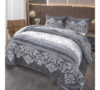 BESCH Edredón Invierno Nórdico de Franela con Forro Polar de Sherpa 180x240 cm + 1 Funda de Almohada | Edredones Borreguillo Extra Suave para Cama, Cálido y Gruesa (Flores)