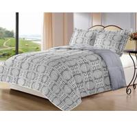 BESCH Edredón Invierno Nórdico de Franela con Forro Polar de Sherpa 240x260 cm + 2 Fundas de Almohada | Edredones Borreguillo Extra Suave para Cama, Cálido y Gruesa (Clave Griega)
