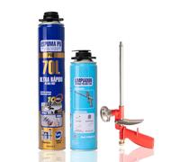 BESCH Kit de Aplicación de Espuma de Poliuretano PU Profesional Incluye 1 Bote de 750ml + 1 Pistola de Aplicación + 1 Limpiador de Espuma 500ml