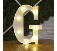 BESCH Letra Luminosas mayúscula Decorativas de Plástico 22cm (G) para decoración del hogar con Luces LED de color Blanco
