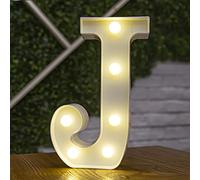 BESCH Letra Luminosas mayúscula Decorativas de Plástico 22cm (J) para decoración del hogar con Luces LED de color Blanco