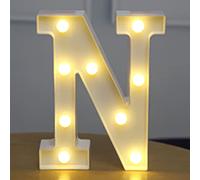BESCH Letra Luminosas mayúscula Decorativas de Plástico 22cm (N) para decoración del hogar con Luces LED de color Blanco