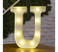 BESCH Letra Luminosas mayúscula Decorativas de Plástico 22cm (U) para decoración del hogar con Luces LED de color Blanco