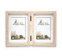 BESCH Marco de Fotos Doble Plegables 10X15CMX2 de Madera con Diseño Sencillo Multiusos para Dos Fotos 4"x6" Pulgadas
