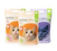 BESCH Pack 3 Arena de Tofu Aglomerante para Gatos 6L- 100% Natural, Biodegradable, Control de Olores y Bajo Polvo