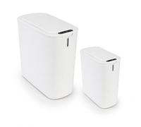 BESCH Pack de 2 Cubos de Basura Cuadrado para Baño 29.5x14.5x27.5cm de 11L y 32.5+17.5+37cm de 20L con Tapa Sensor de Movimiento - Papelera Inteligente para Oficina, Habitación, Cocina de Color Blanco