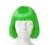 BESCH Peluca Corta de Color Verde Flequillo para Fiestas, Disfraces y Eventos - Peluca Fibra Sintética Suave, Ajustable y Transpirable ideal para carnaval, cosplay, Halloween y celebraciones