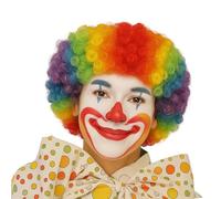 BESCH Peluca Rizada Multicolor para Payaso Flequillo para Fiestas, Disfraces y Eventos - Peluca Fibra Sintética Suave, Ajustable y Transpirable ideal para carnaval, cosplay, Halloween y celebraciones