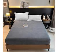 BESCH Sábanas Bajeras Térmica de Coralina Ajustable de 135x200+30cm - Bajera Pólar Felpa, Súper Suave y Acogedora (Gris Oscuro, Cama Matrimonio de 135)