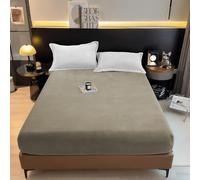 BESCH Sábanas Bajeras Térmica de Coralina Ajustable de 150x200+30cm - Bajera Pólar Felpa, Súper Suave y Acogedora (Beige, Cama Matrimonio de 150)