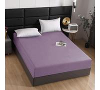 BESCH Sábanas Bajeras Térmica Terciopelo Ajustable de 135x200+30cm - Bajera Pólar Felpa, Súper Suave y Acogedora (Taro Morado, Cama Matrimonio de 135)