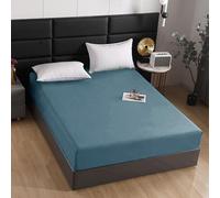 BESCH Sábanas Bajeras Térmica Terciopelo Ajustable de 180x200+25cm - Bajera Pólar Felpa, Súper Suave y Acogedora (Azul Niebla, Cama Matrimonio de 180)