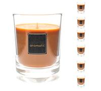 Besch Velas Aromaticas de Canela Rama Juego de 6 piezas en Vaso de Vidrio 120x80mm, 125gr - Vela Devorativa con Perfume. (Canela Rama)