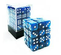 Bescon 12mm 6 Sided Dice 36 in Brick Box, 12mm Six Sided Die (36) Block of Dice, Marble Blue
