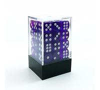 Bescon - Caja de ladrillos de 6 caras de 12 mm, troquel de seis caras de 12 mm (36) bloque de dados, morado translúcido con puntas blancas