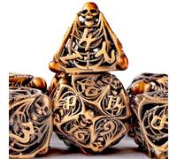 BESCON DICE Juego de dados de metal D&D, poliedro hueco DND 7 piezas Dungeons and Dragons Metal dados estilo calavera, adecuado para juegos de rol como Pathfinder RPG Shadow Run DND juego de dados