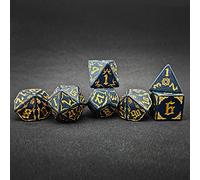 Bescon Giant Fire-Patterned DND Dice Set 1 Inch (25MM) Blue Rock, Oversized D&D Dice Set for Dungeons and Dragons Role Playing Games