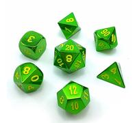 Bescon Heavy Duty Solid Metal Dice Set Glossy Green, Solid Metallic Polyhedral D&D RPG 7-Dice Set
