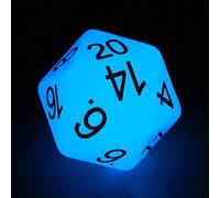 Bescon Jumbo Glowing D20 38MM, Big Size 20 Sides Dice Blue Glow In Dark, Big 20 Faces Cube 1.5 Inch