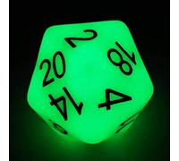 Bescon Jumbo Glowing D20 38MM, Big Size 20 Sides Dice Jade Glow In Dark, Big 20 Faces Cube 1.5 Inch