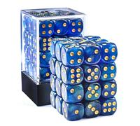 Bescon Moonstone - Dados de 6 caras de 12 mm, caja de ladrillos de 36 pulgadas, dados D6 azul perla con brillo verde, troquel de seis caras de 12 mm (36) bloque de dados de piedra lunar