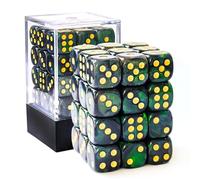 Bescon Moonstone - Dados de 6 caras de 12 mm, caja de ladrillos de 36 pulgadas, dados D6 verde oscuro perla con brillo verde, troquel de seis caras de 12 mm (36) bloque de dados de piedra lunar