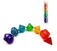 Bescon Unicorns Rainbow Sparkled Polyhedral D&D Dados Set de 7 Coloridos RPG Juego de rol Dados 7 Piezas Set