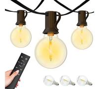 BESCOST Guirnaldas Luces Exterior 20 Metros con Mando, G40 Cadena de Luces Exterior LED Impermeable IP44 con 35+3 LED Bombillas, Ideal para Jardín, Patio, Navidad, Boda (Batería no incluida)