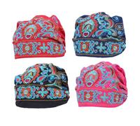 Besforta 4 gorros de estilo étnico para mujer, estilo étnico, vintage, bordado de flores, bandanas elásticas, Colores surtidos B, Talla única