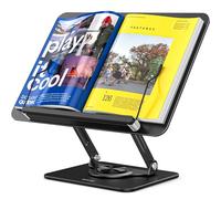 BESIGN BS02 Soporte para libros para lectura, soporte para libros ajustable, soporte ergonómico para portátil con clips de página elásticos para partituras musicales, recetas, computadora portátil
