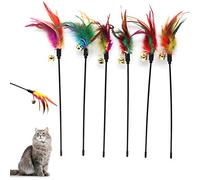 Besimple Juego de 6 varitas de Plumas para Gatos, Color Variable, Plumas de Colores, para Gatos y Gatitos