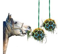 Besimple Paquete de 2 Juguetes de alimentación de heno para Caballo, Bola de alimentación Colgante, Juguete de alimentación para Caballo, Cabra, Oveja, Alivia el estrés (Colorido)