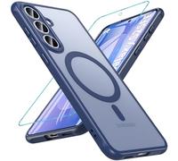 BESINPO Magnética Funda para Samsung Galaxy S25 FE con Protector de Pantalla,Funda para Samsung S25 FE Compatible con MagSafe Protección de Grado Militar Trasera Mate Antigolpes Translúcida -Azul