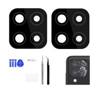 BESJMYT Paquete de 2 lentes de repuesto para cámara trasera Samsung Galaxy A12 con kit de reparación de herramientas de fijación completa, pinzas y paño antipolvo para A12 SM-A125U SM-A125U1