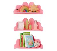 BESKADI - Estantería de esquina flotante para habitación infantil, habitación infantil, habitación infantil, pequeña y linda estantería de pared para juguetes, plantas y almacenamiento, color rosa