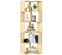 Beskadi Estantería esquinera de madera de 5 niveles, estantería esquinera moderna en forma de L, estante de esquina grande sólido natural, estante de almacenamiento abierto para dormitorio, sala de