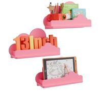 Beskadi Juego de 3 estantes de nube para habitación de niños, 13 pulgadas de largo, estante flotante de nube rosa, estante de figura montado en la pared, bonito estante decorativo de pared para
