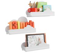 Beskadi Juego de 3 estantes de nube para habitación de niños, 13 pulgadas de largo, estante flotante de nube blanca, estante de figura montado en la pared, bonito estante decorativo de pared para