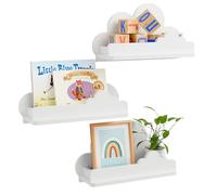 Beskadi Juego de 3 estantes de nube para habitación de niños, cuarto de bebé, estante flotante de nube blanca, estante flotante para figuras pequeñas, bonito estante flotante decorativo para juguetes